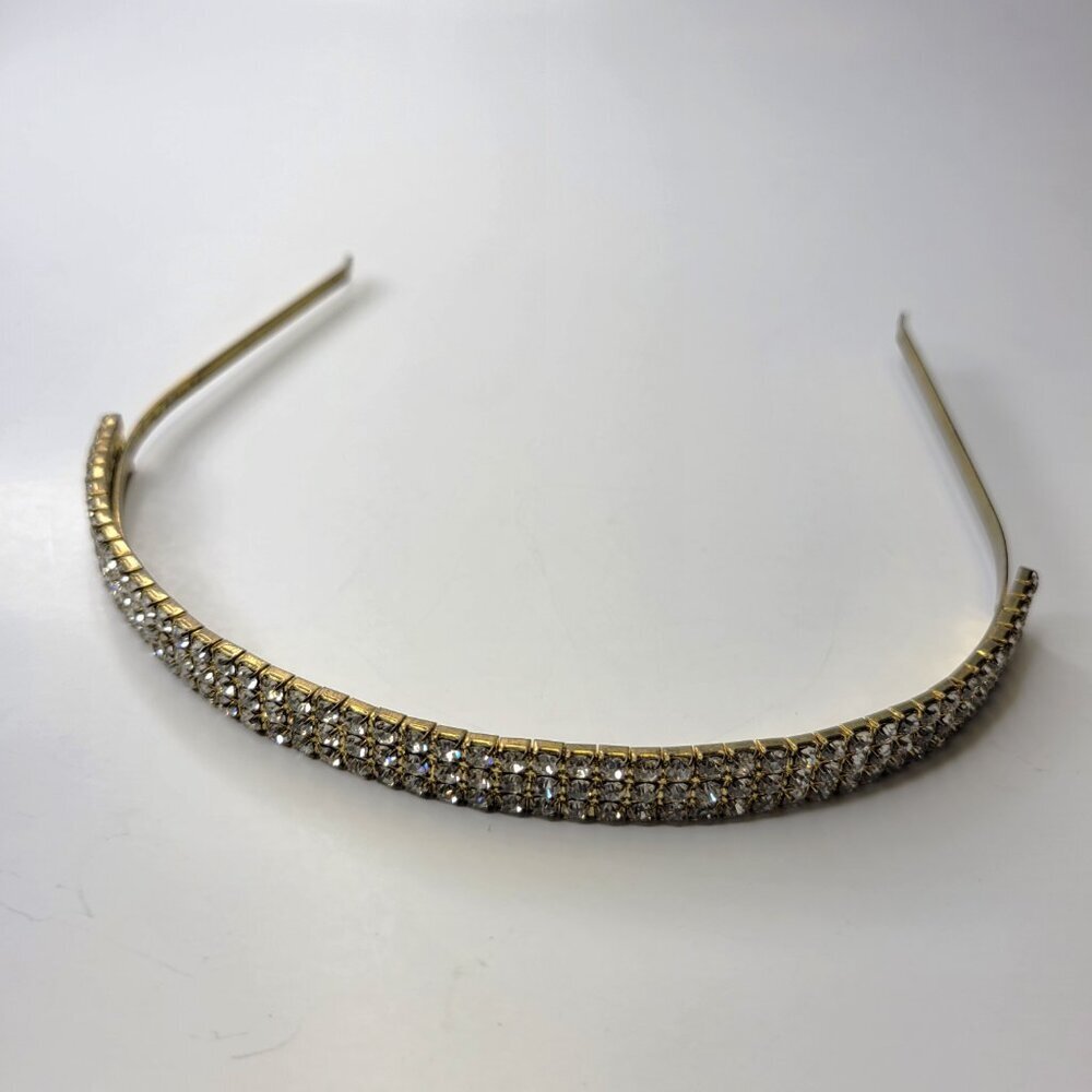 Gold Metal Simple Rhinestone Head Band - Picture 6 of 10